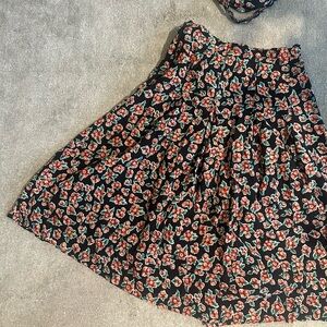 Adorable vintage Dior Skirt with Pink Blossom Print and matching belt/hair tie